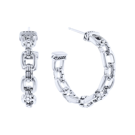 Silver Jacy Chain Link Hoop Earrings