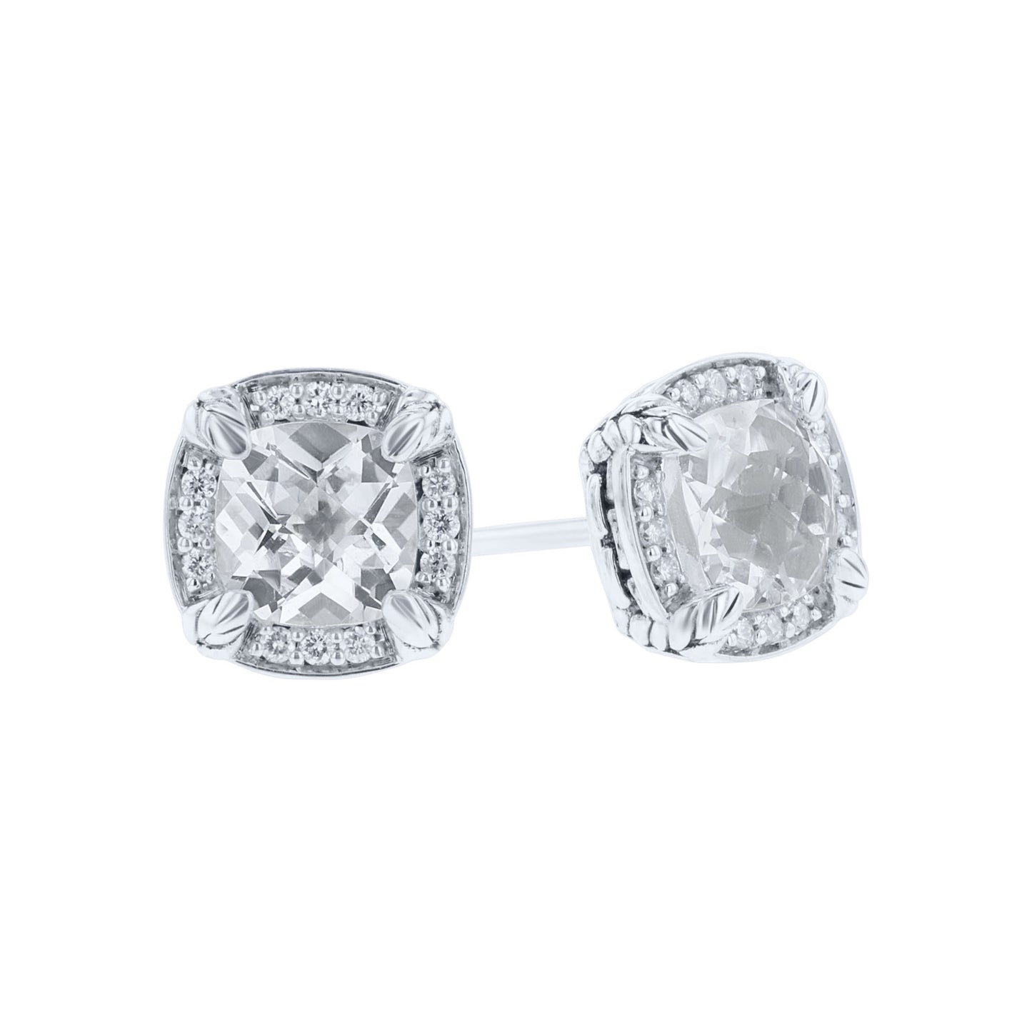 Silver Meera White Topaz & Diamond Stud Earrings