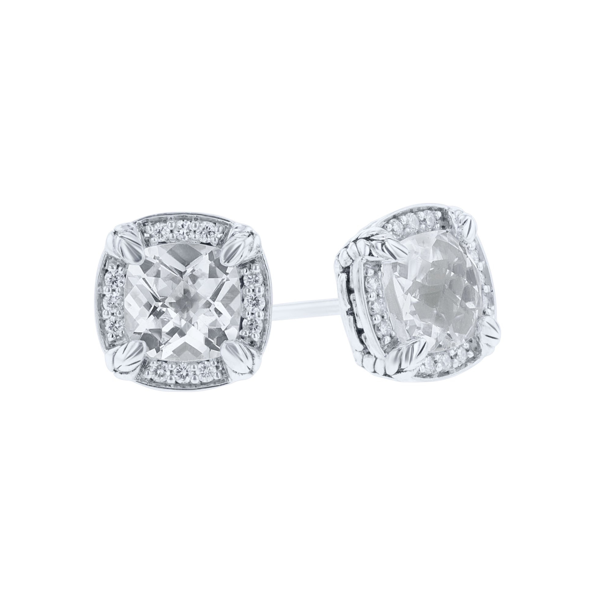 Silver Meera White Topaz & Diamond Stud Earrings