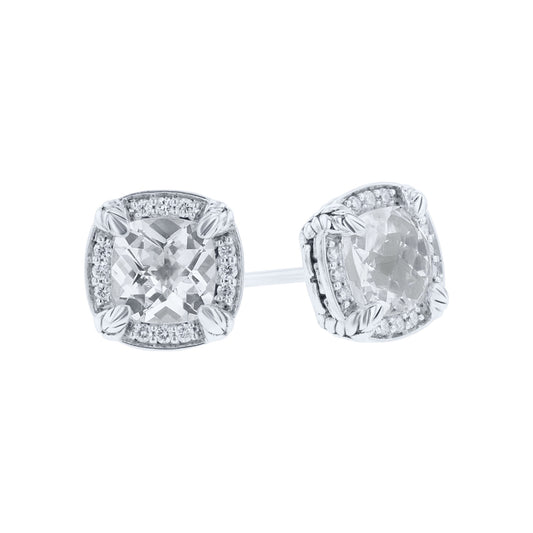 Silver Meera White Topaz & Diamond Stud Earrings
