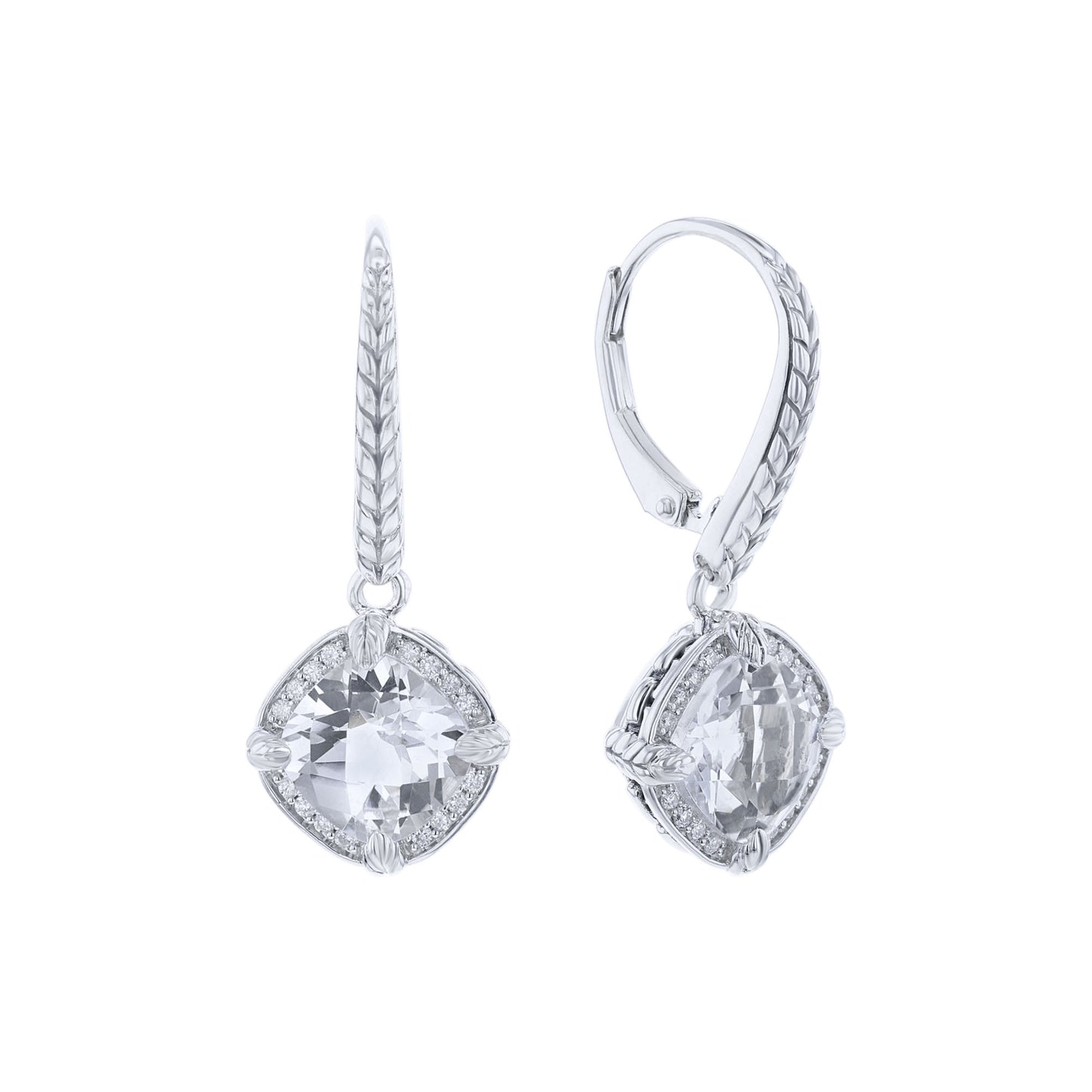 Silver Meera White Topaz & Diamond Drop Earrings