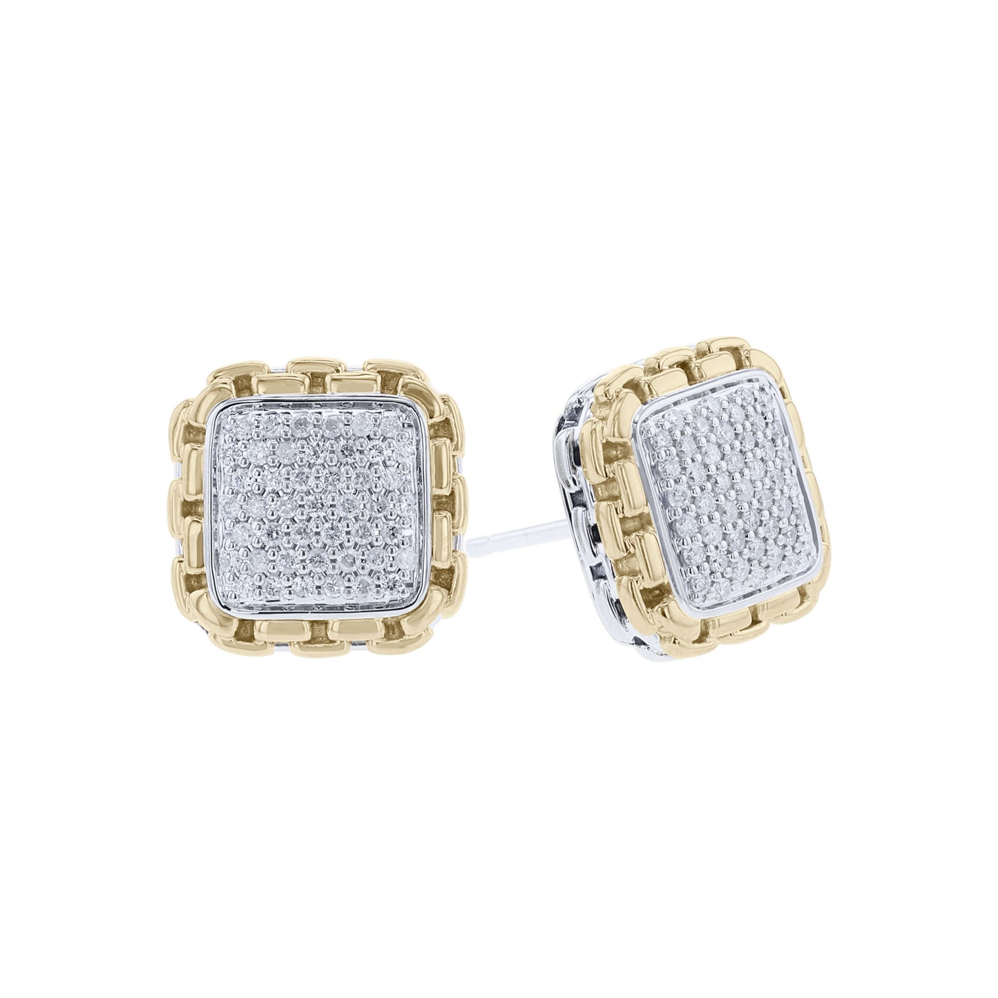 Cruz Silver & Gold Diamond Square Earrings