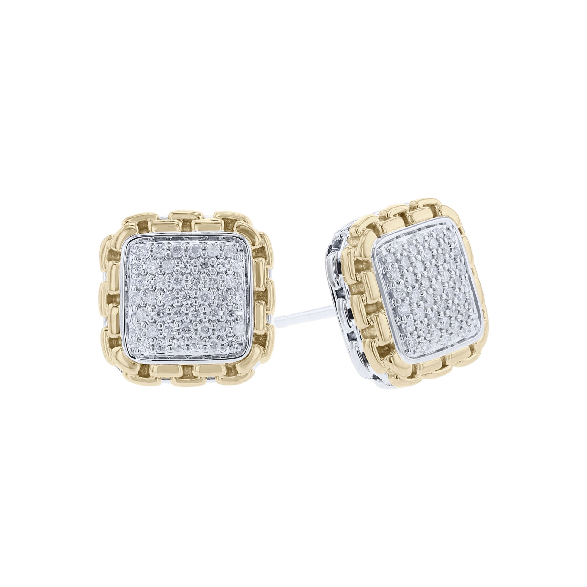 Cruz Silver & Gold Diamond Square Earrings