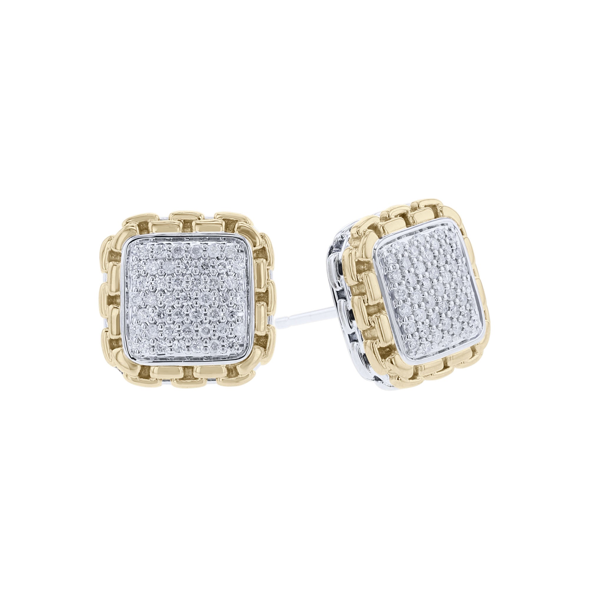 Cruz Silver & Gold Diamond Square Earrings