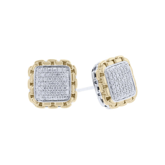 Cruz Silver & Gold Diamond Square Earrings