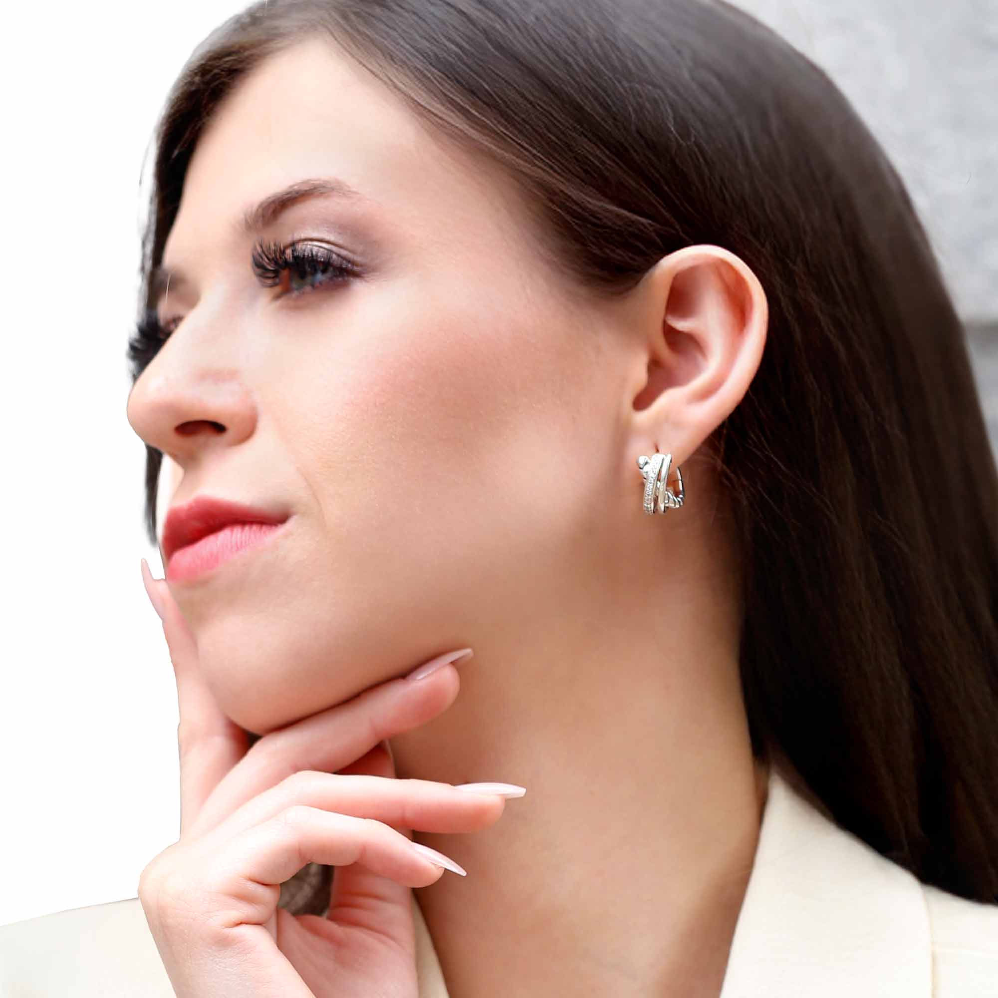 Silver Sloane Diamond Hoop Earrings