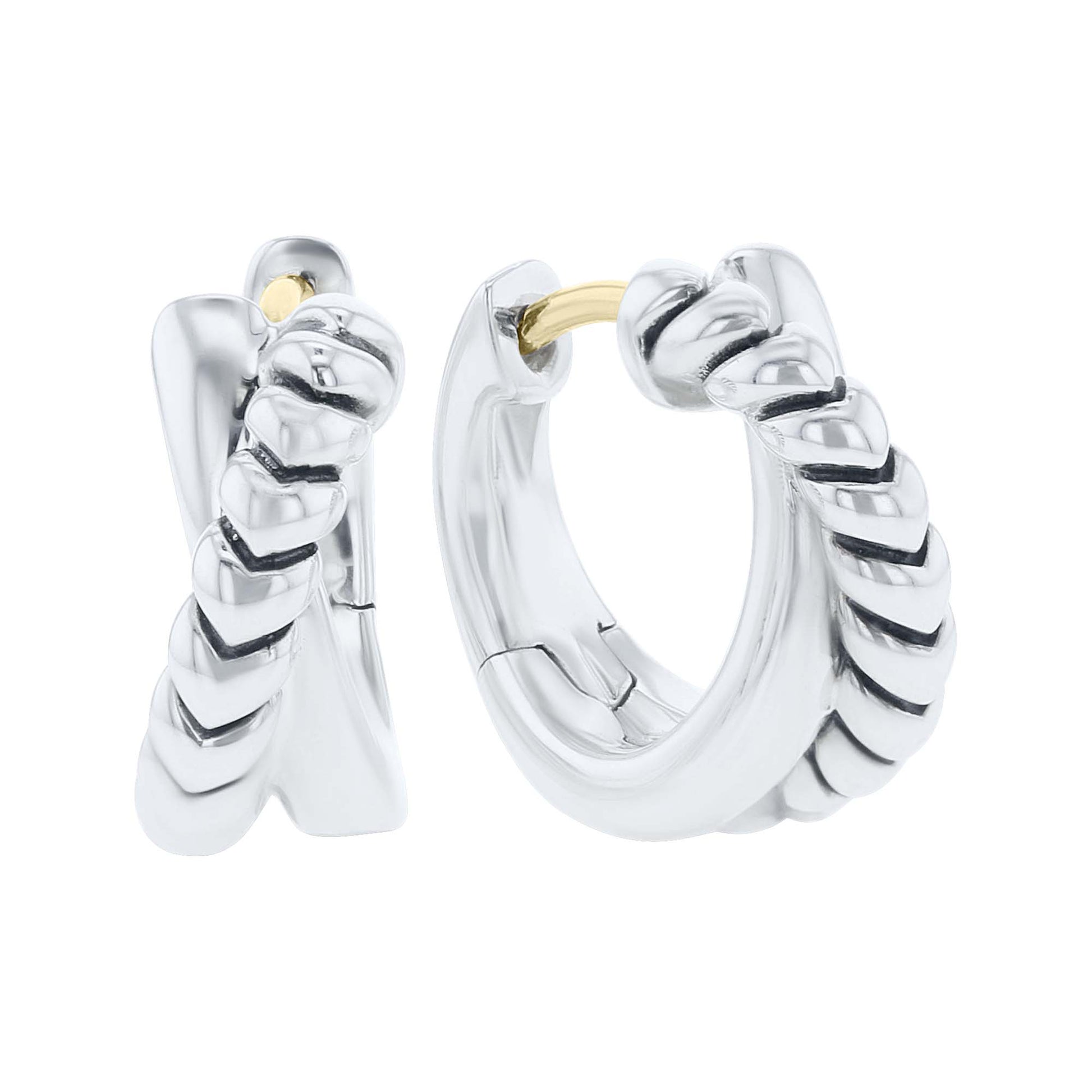 Silver Sloane Criss Cross Huggie Hoop Earrings