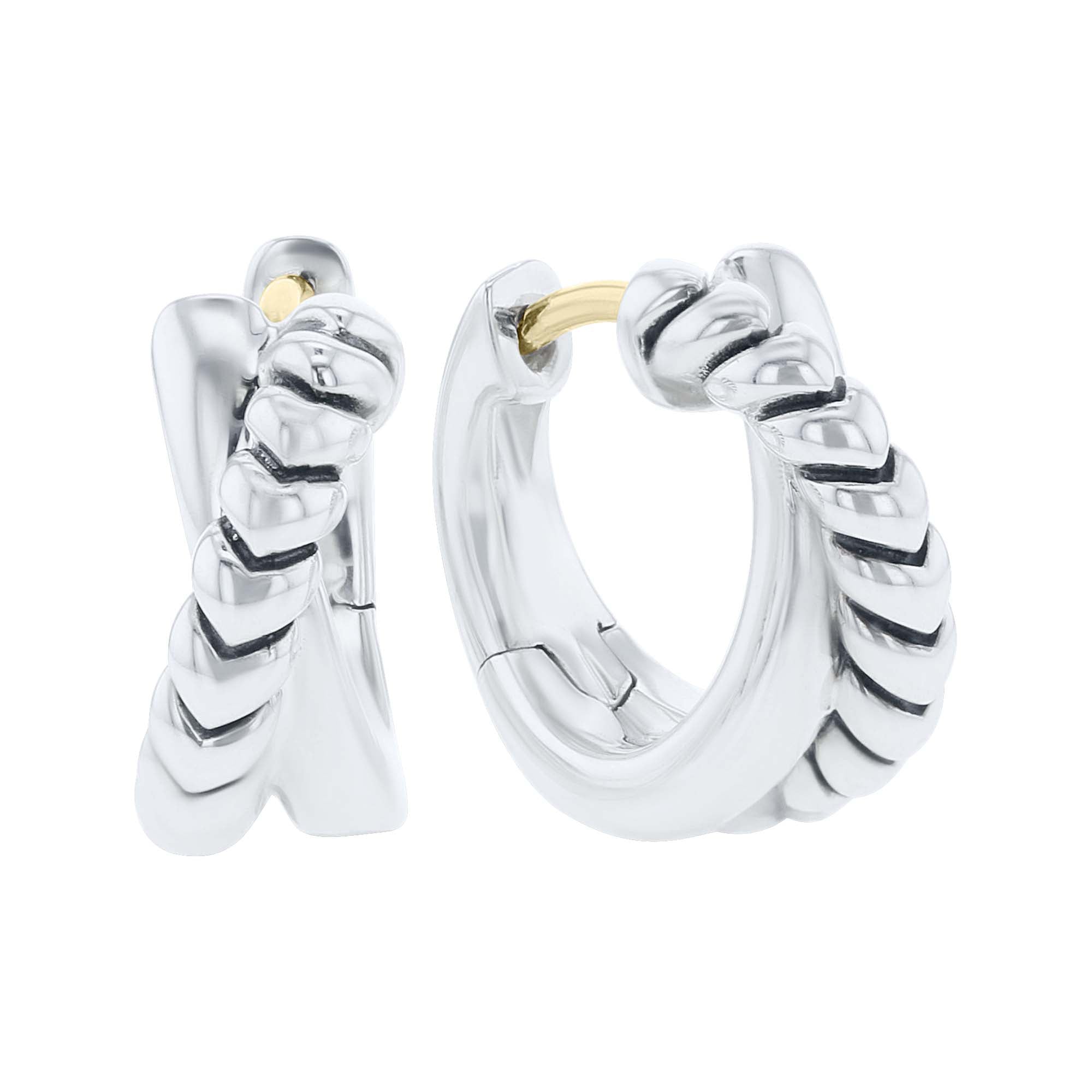 Silver Sloane Criss Cross Huggie Hoop Earrings
