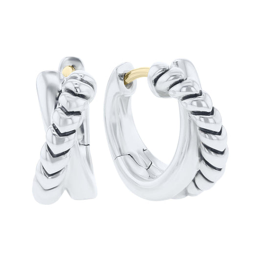 Silver Sloane Criss Cross Huggie Hoop Earrings