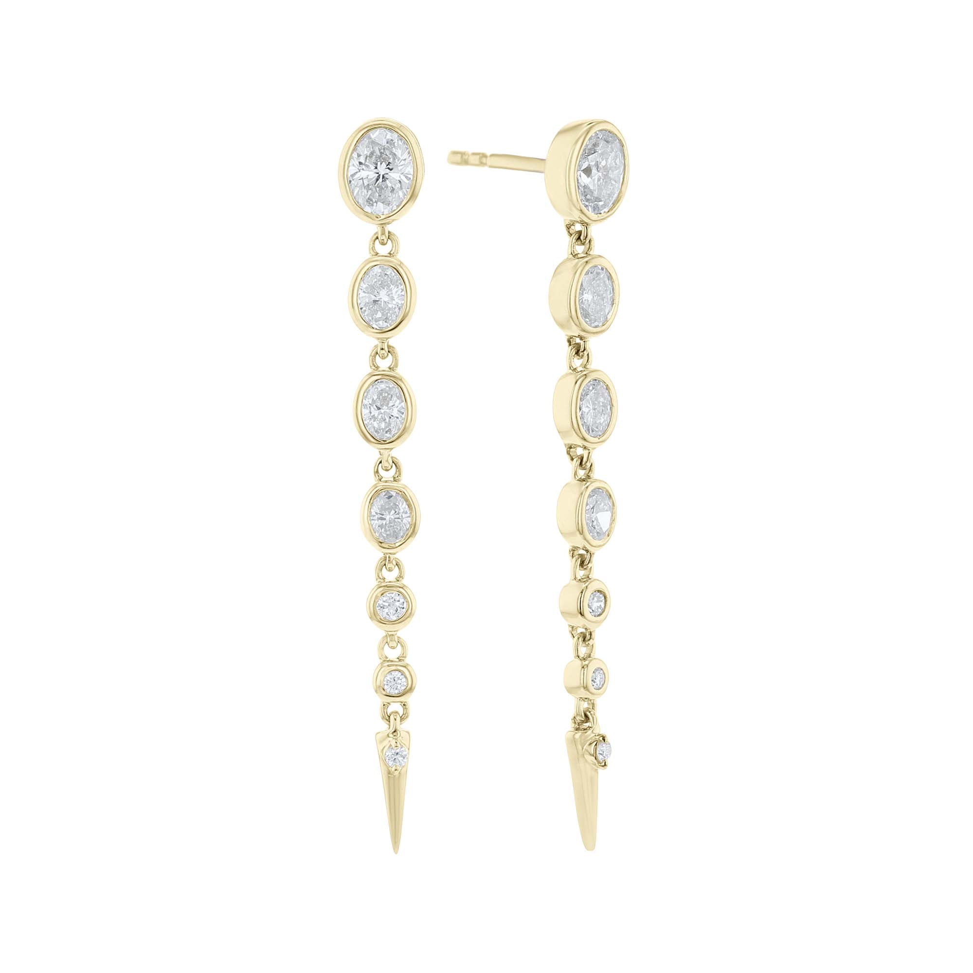 Oscillating Ovals Diamond Drop Earrings