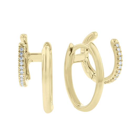 Double Trouble Diamond Huggie Hoop Earrings