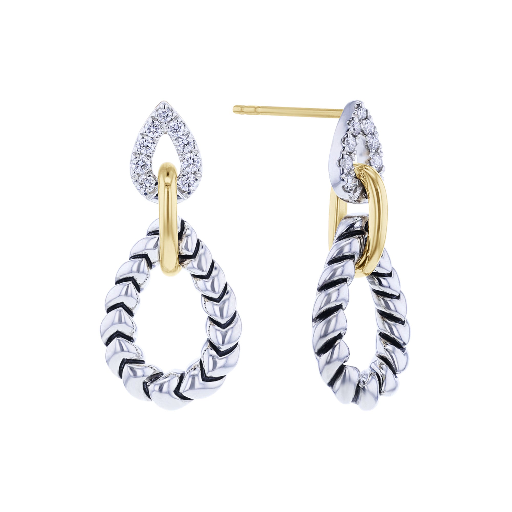 Silver Sloane Pear Diamond Drop Earrings
