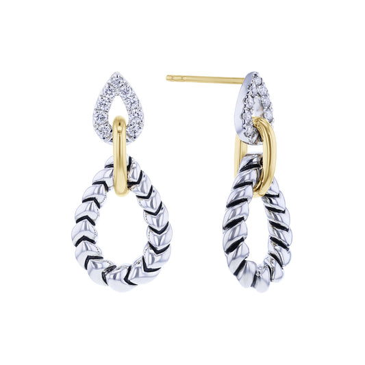 Silver Sloane Pear Diamond Drop Earrings