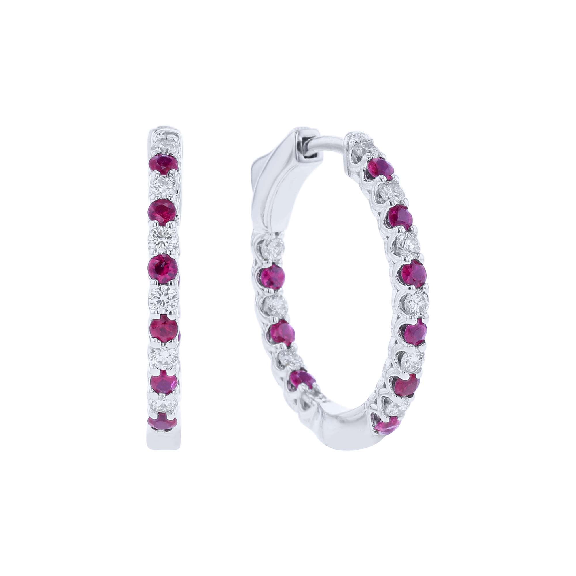 Reese Ruby & Diamond Inside Out Hoop Earrings