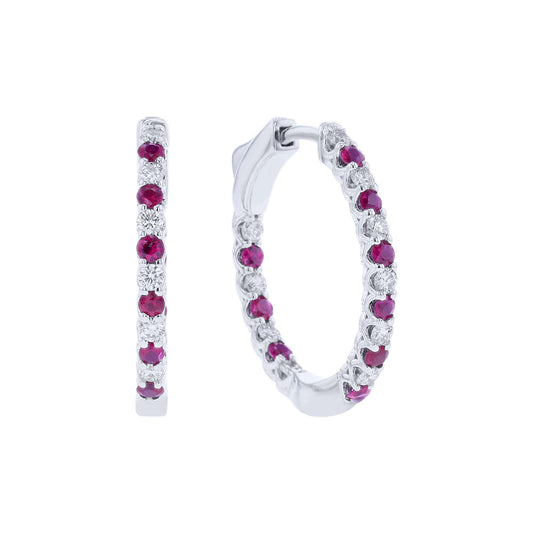 Reese Ruby & Diamond Inside Out Hoop Earrings