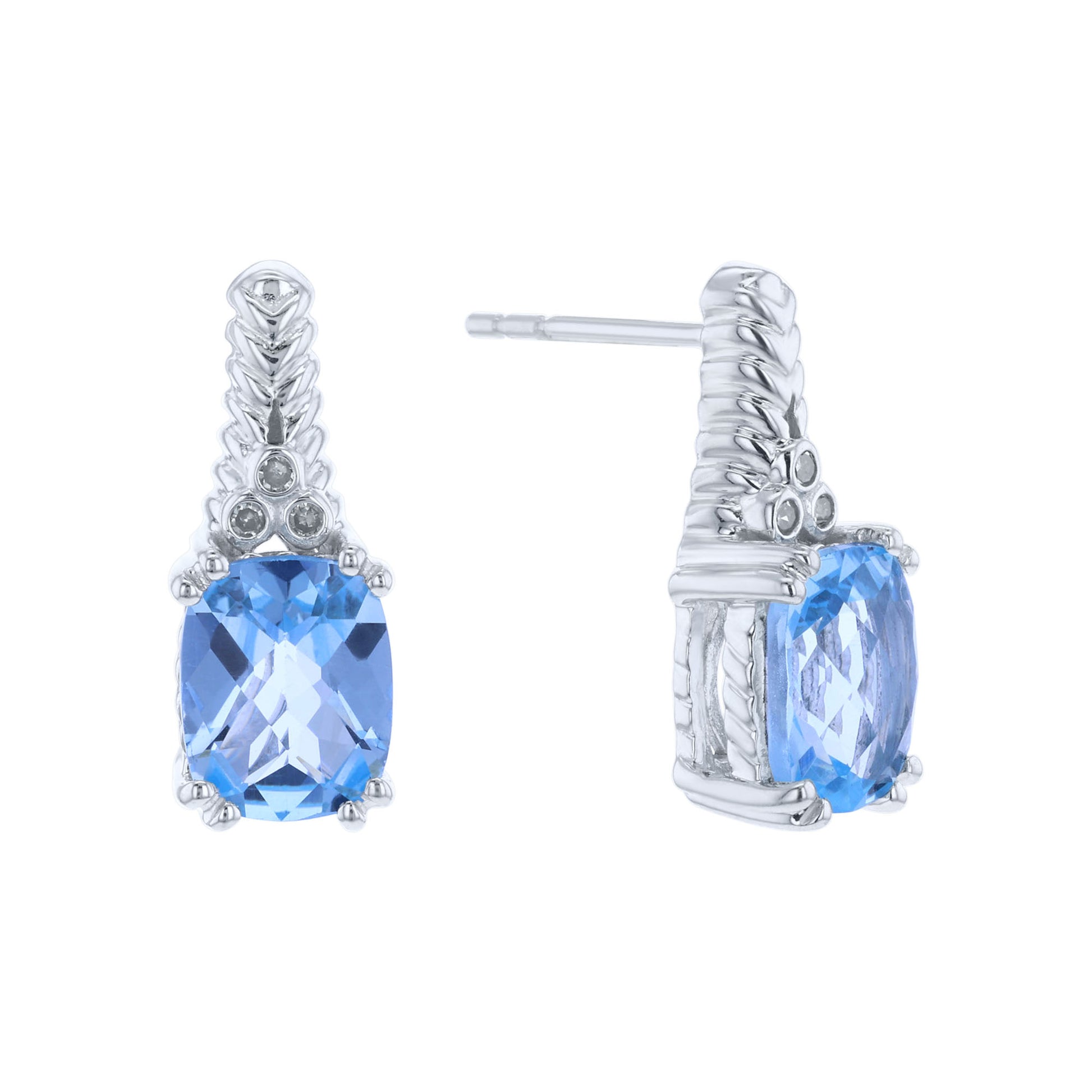 Silver Mina Blue Topaz & Diamond Earrings