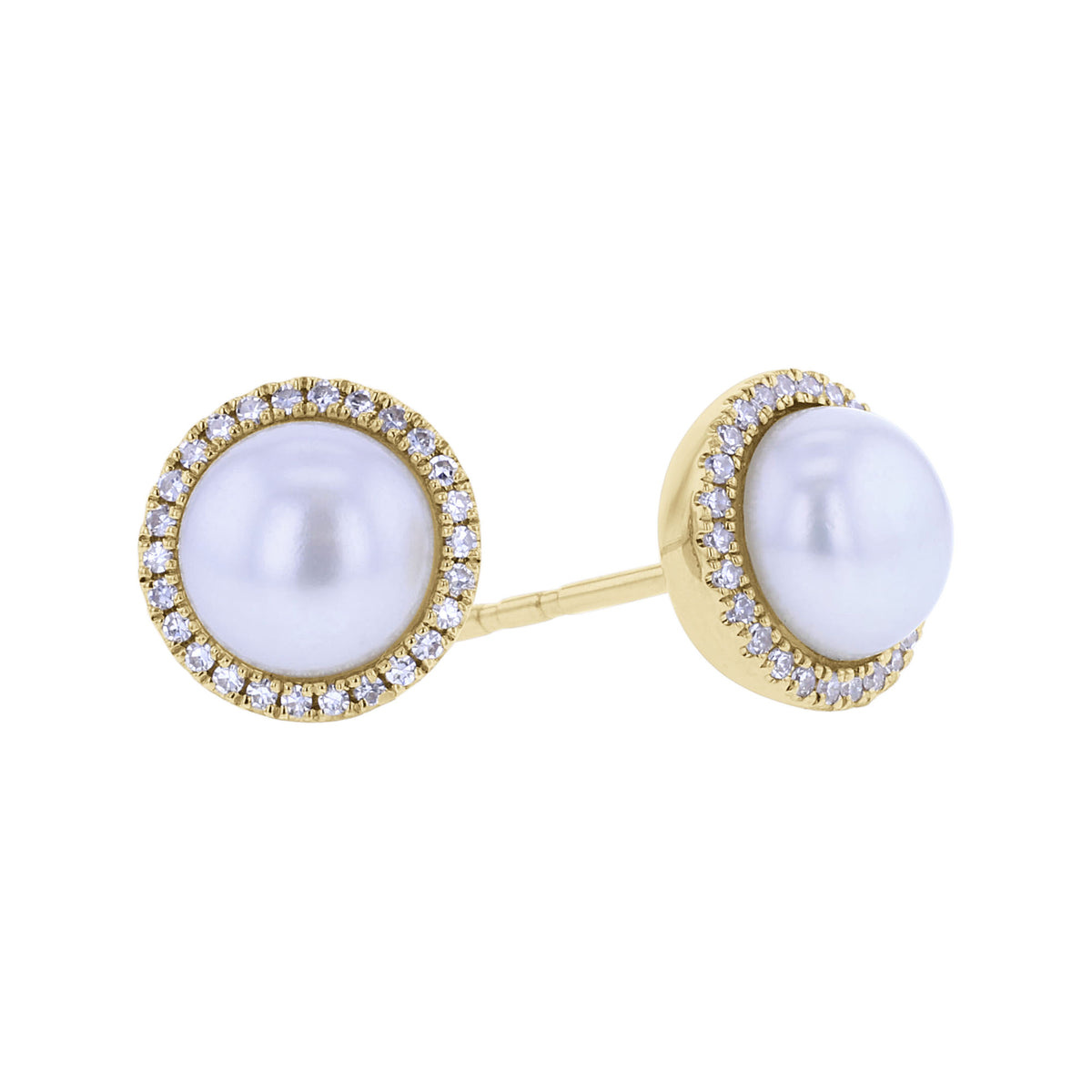 Michelle Pearl & Diamond Halo Stud Earrings
