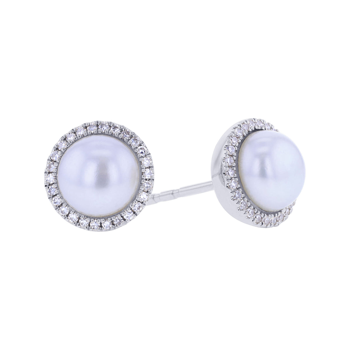 Michelle Pearl & Diamond Halo Stud Earrings