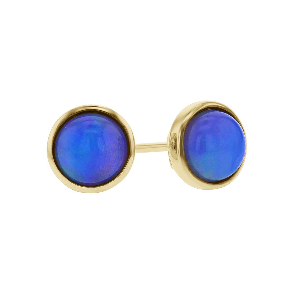 Gaia Opal Bezel Stud Earrings - 6mm