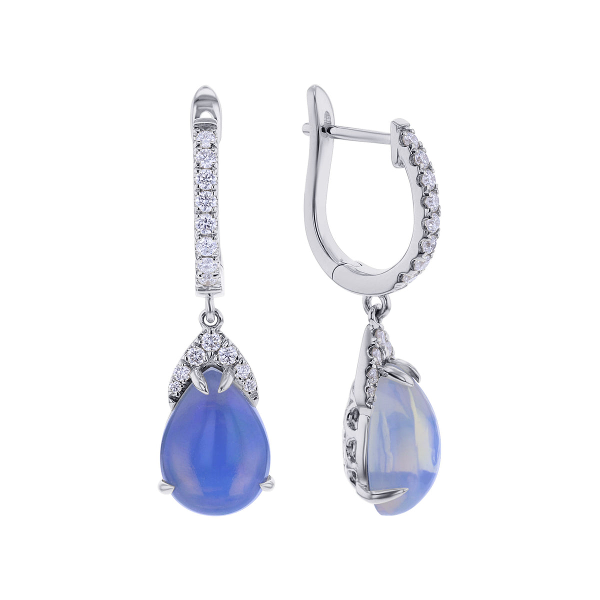 Summer Rain Opal & Diamond Drop Earrings