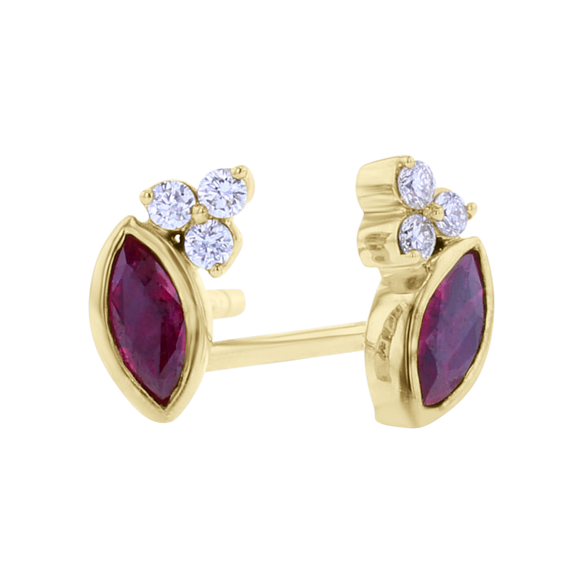 Amber Ruby & Diamond Earrings