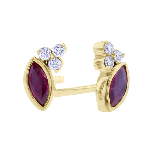 Amber Ruby & Diamond Earrings