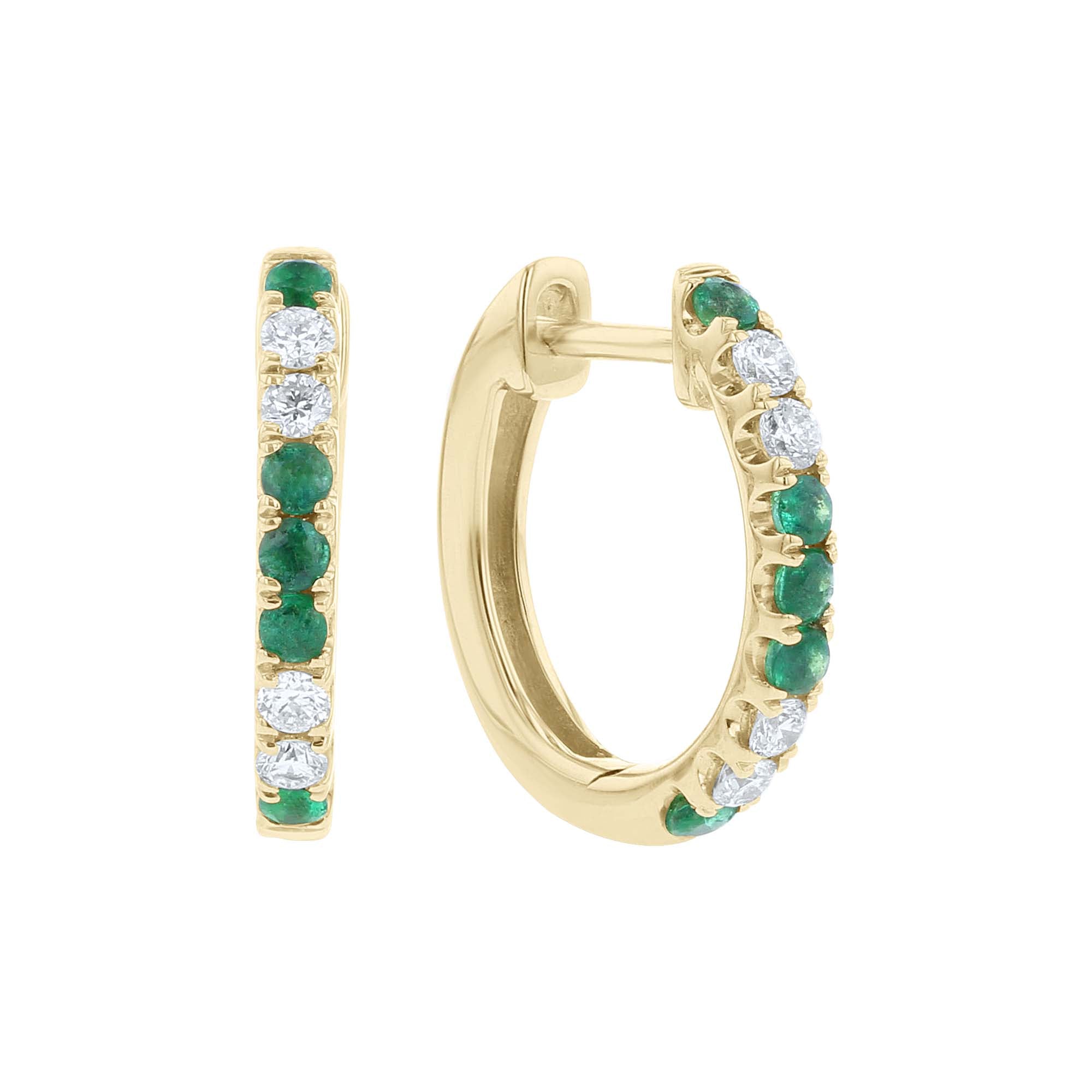 Spruce Emerald & Diamond Hoop Earrings