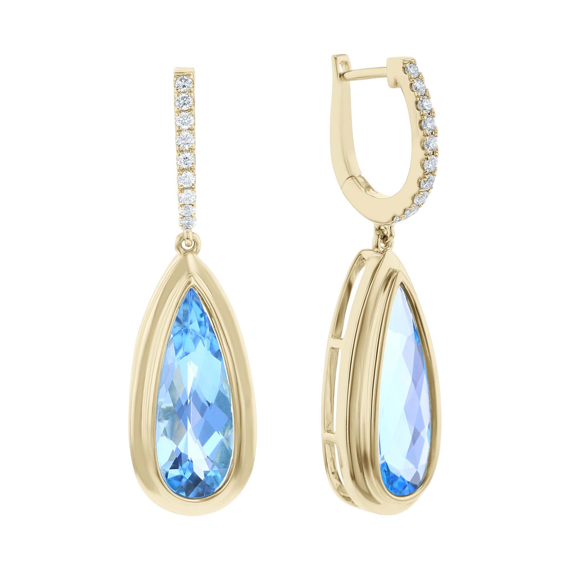 Brizo Blue Topaz & Diamond Drop Earrings