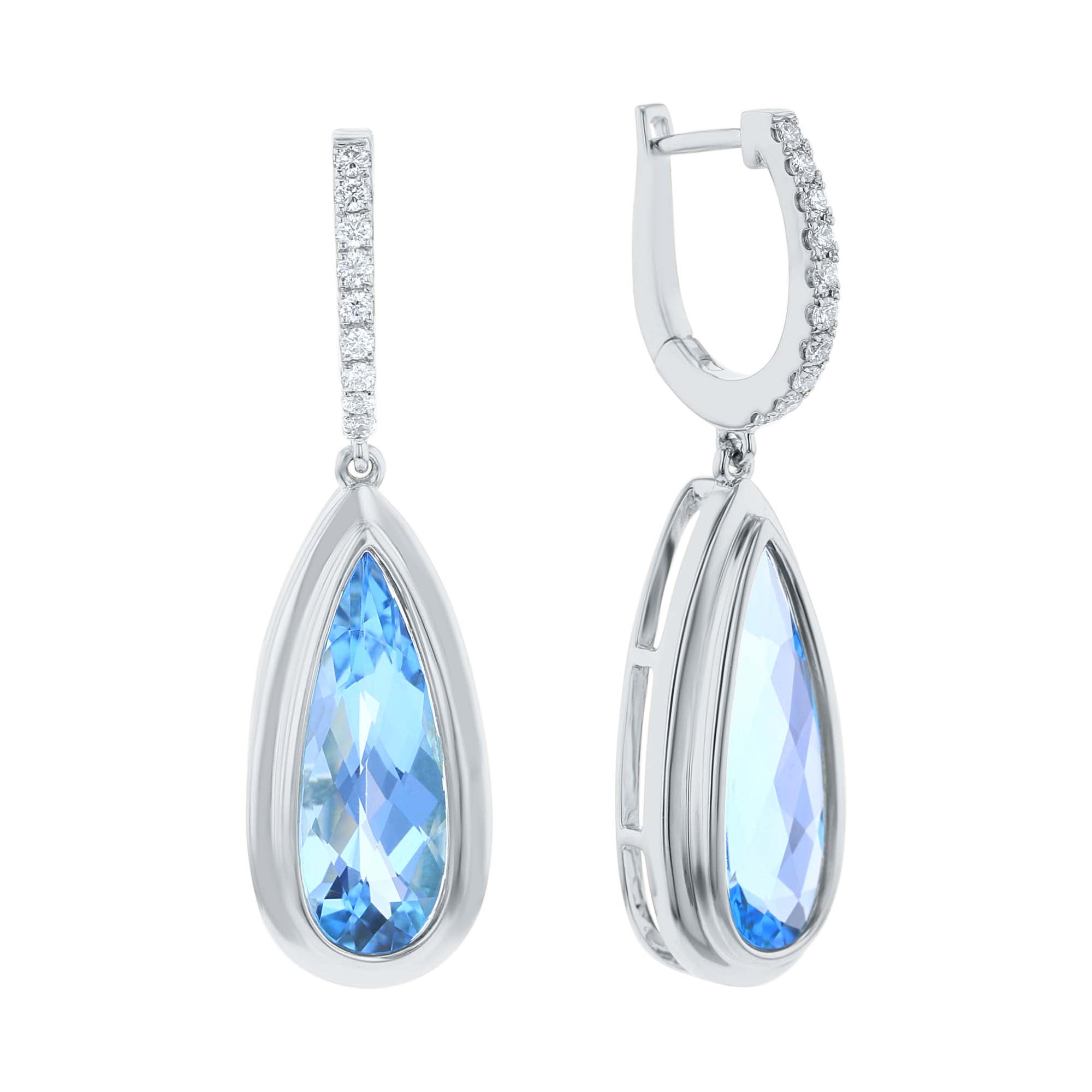 Brizo Blue Topaz & Diamond Drop Earrings