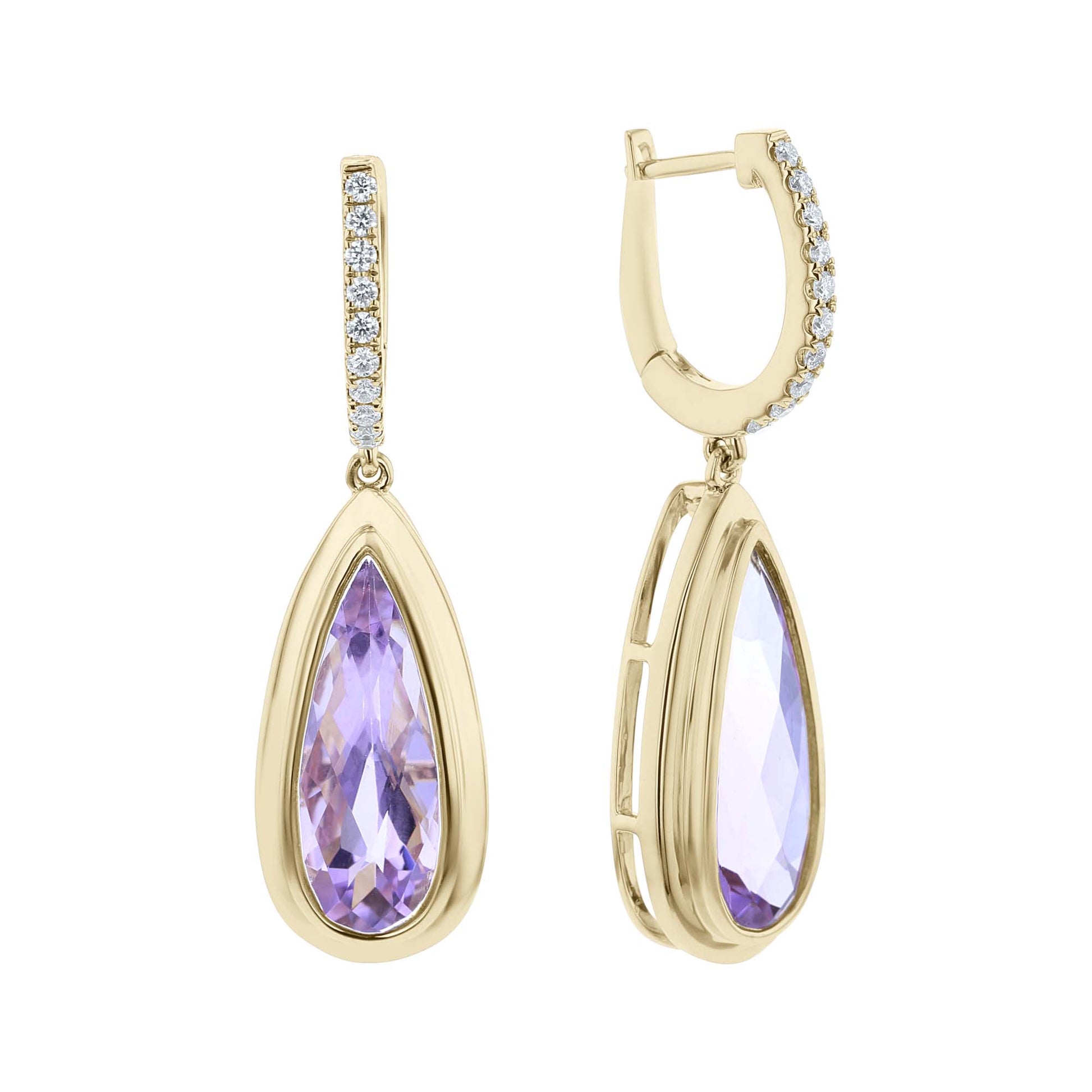 Parvati Amethyst & Diamond Drop Earrings