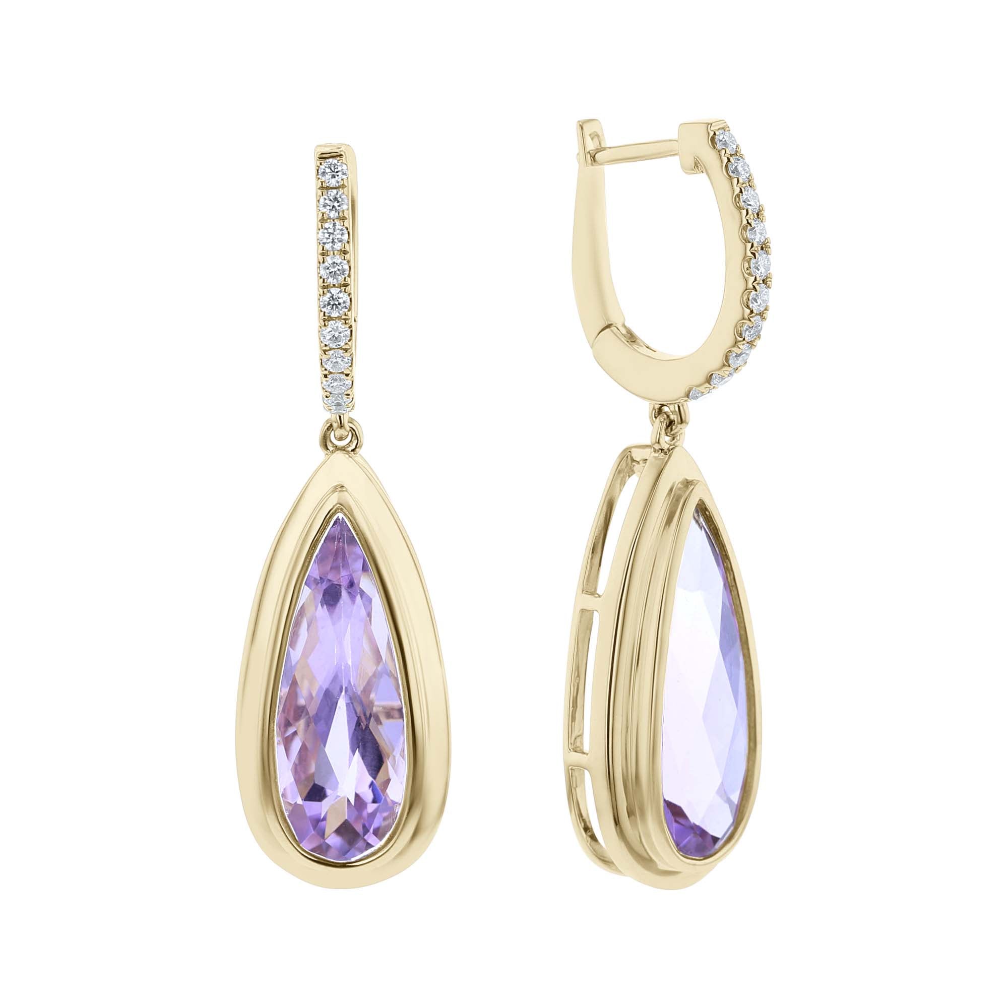 Parvati Amethyst & Diamond Drop Earrings