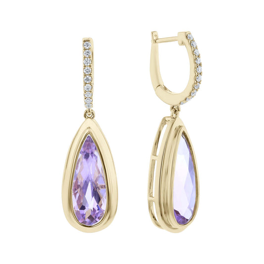 Parvati Amethyst & Diamond Drop Earrings
