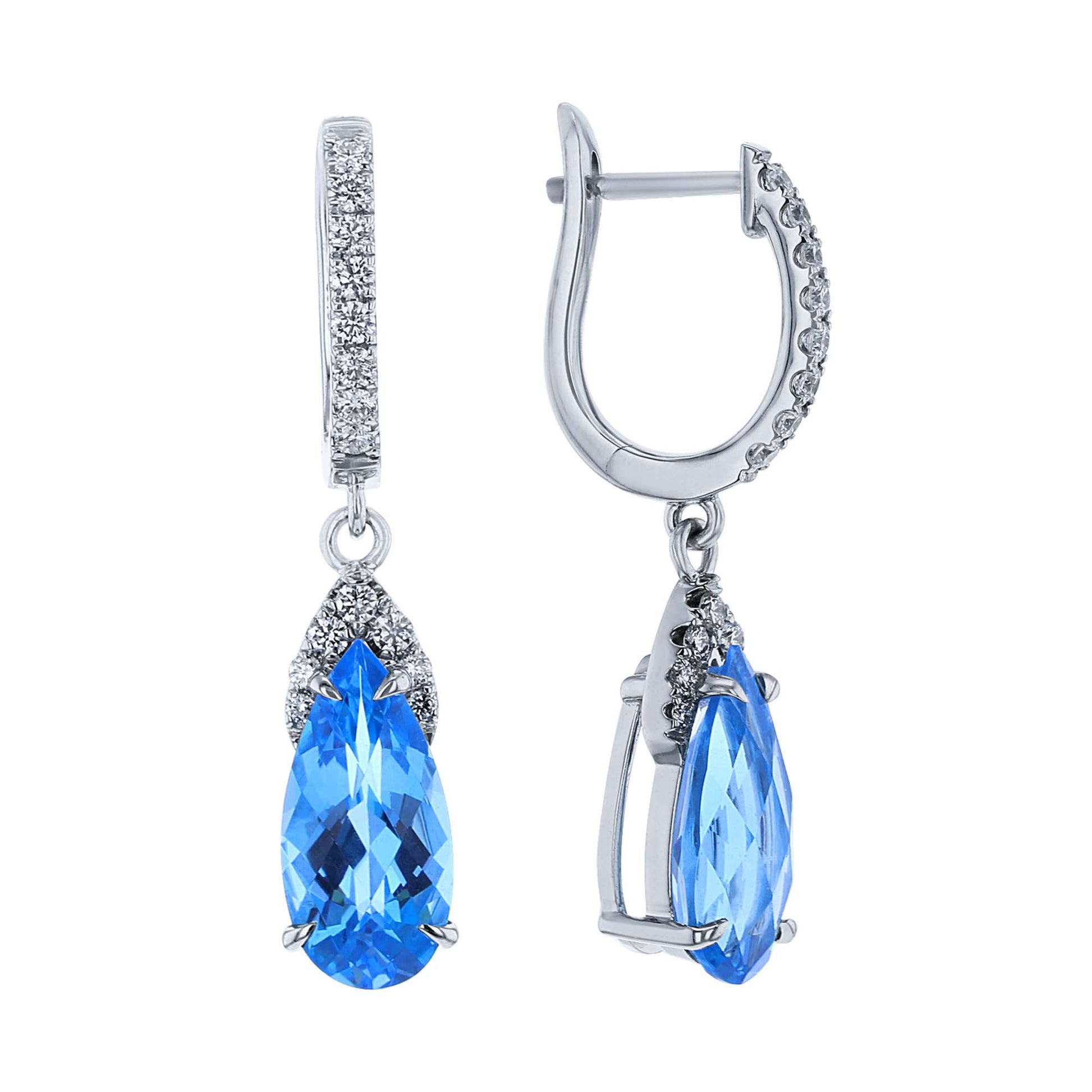 Ceto Blue Topaz & Diamond Drop Earrings