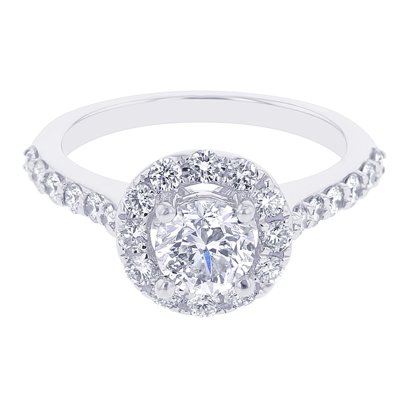 Classic Round Halo Diamond Engagement Ring 1 1/2ct