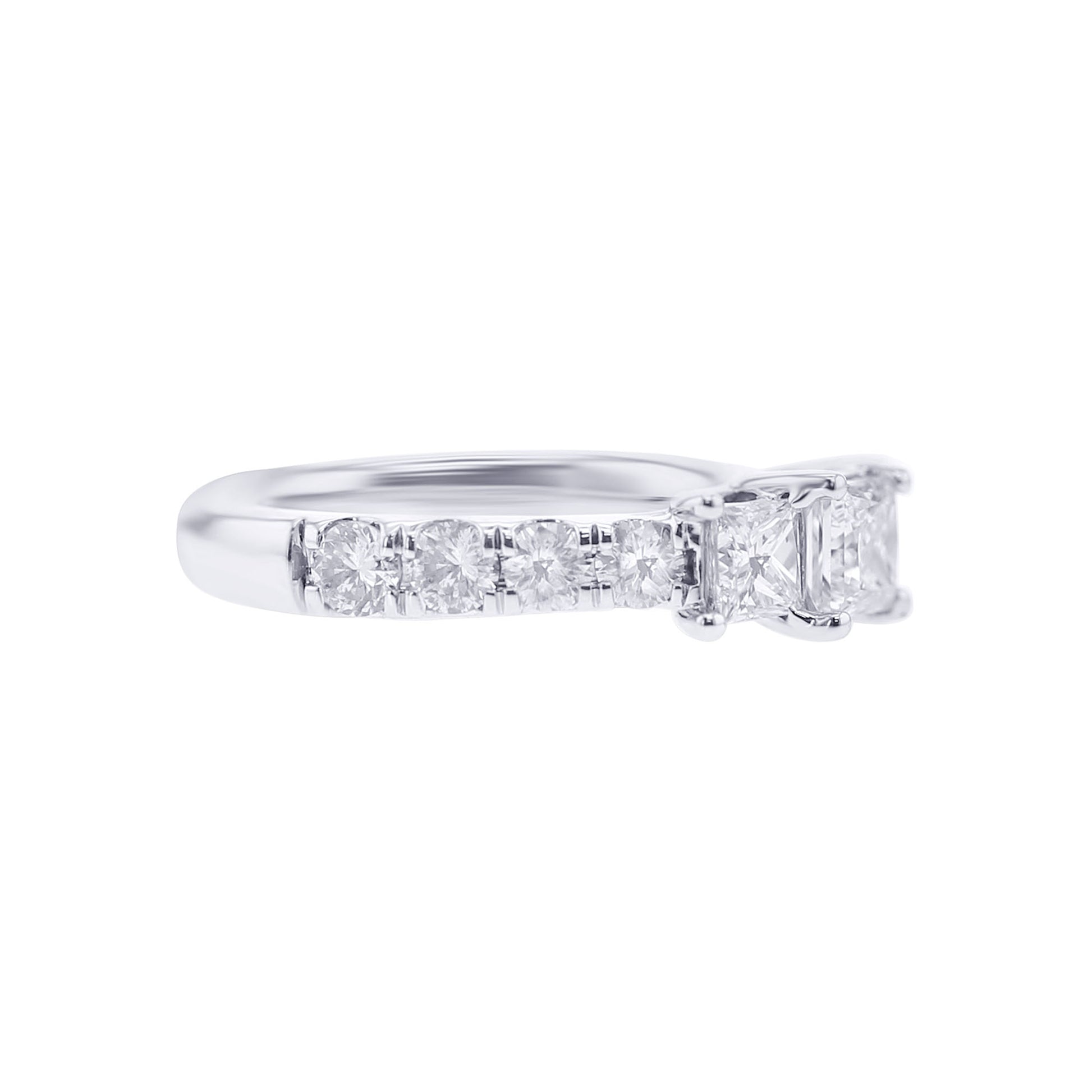 Princess Cut Three Stone Love Story Diamond Engagement Ring