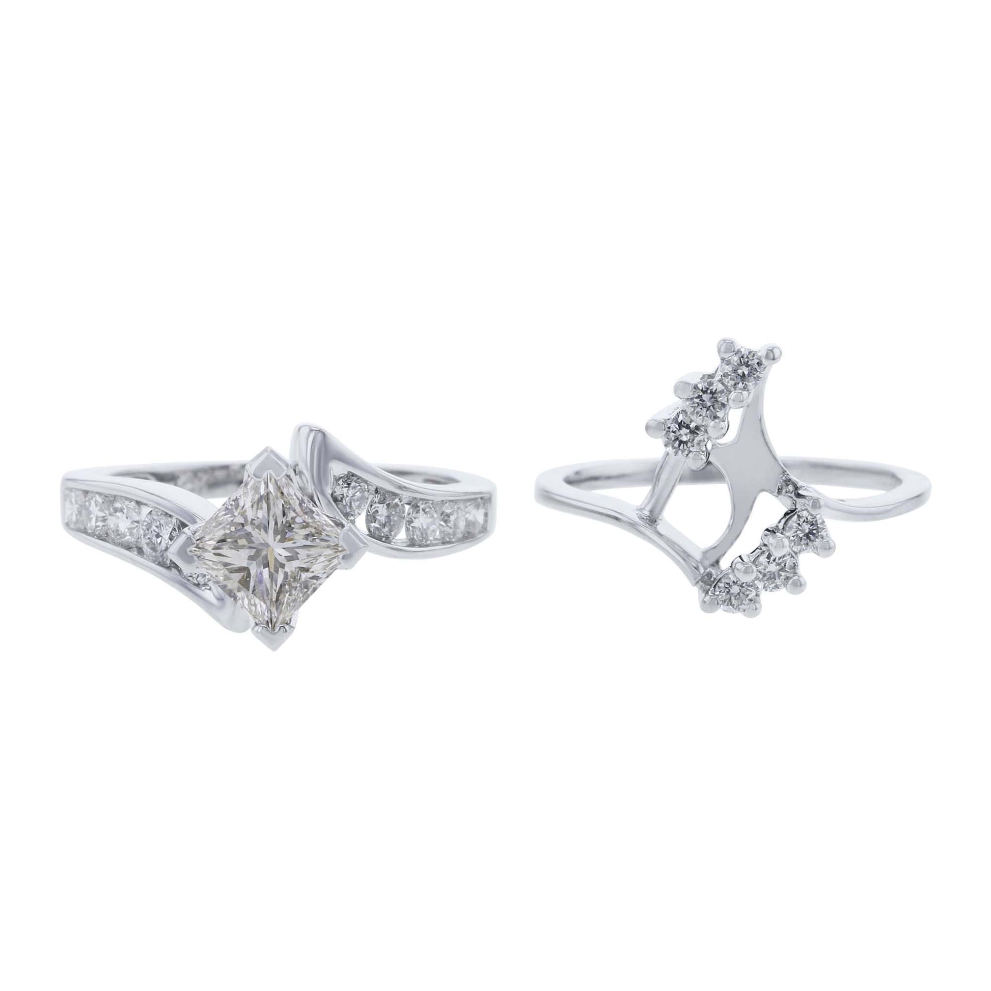 Princess Diamond Certified Ready for Love Bridal Set- 1 9/10 Carats