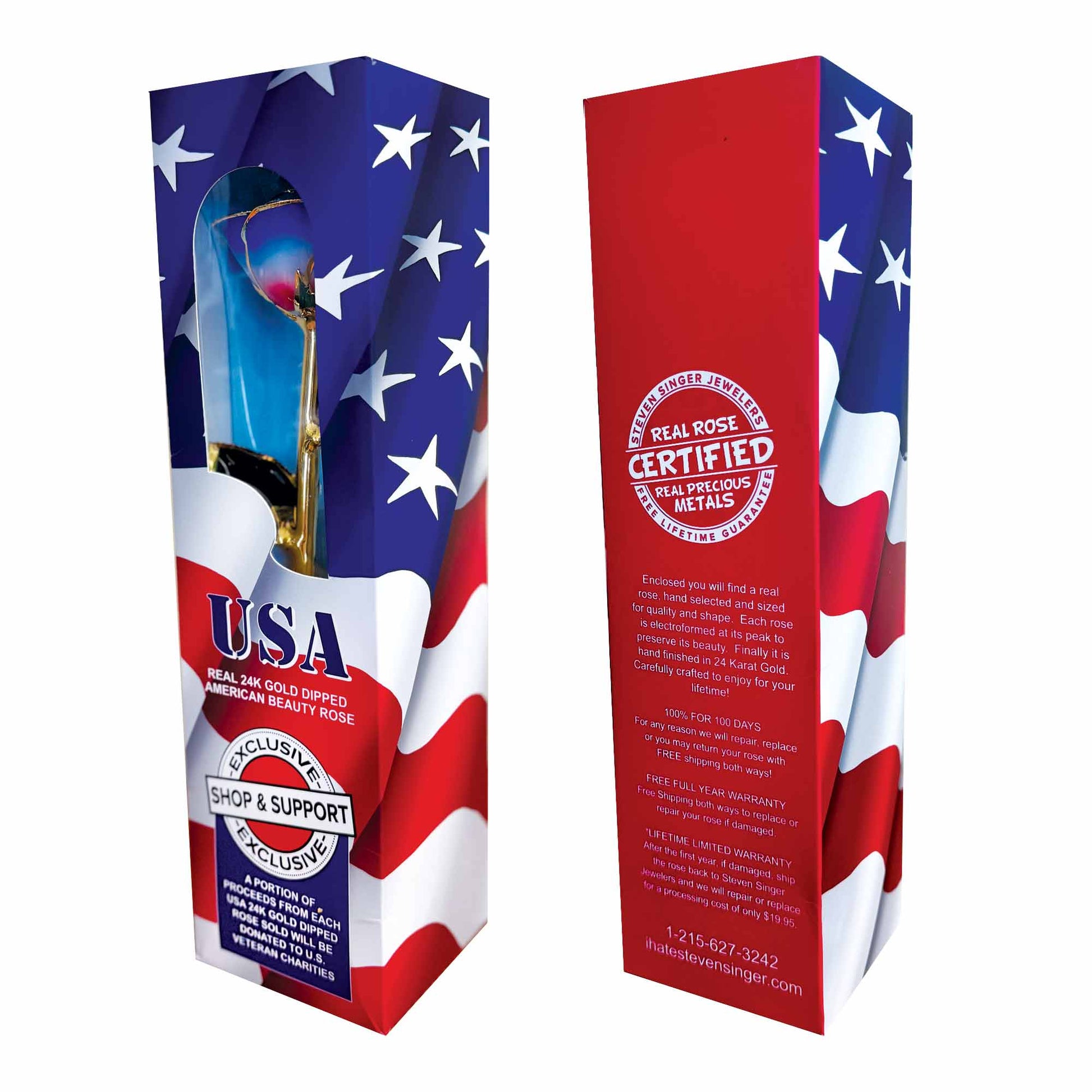 USA 24k Gold Dipped American Beauty Rose