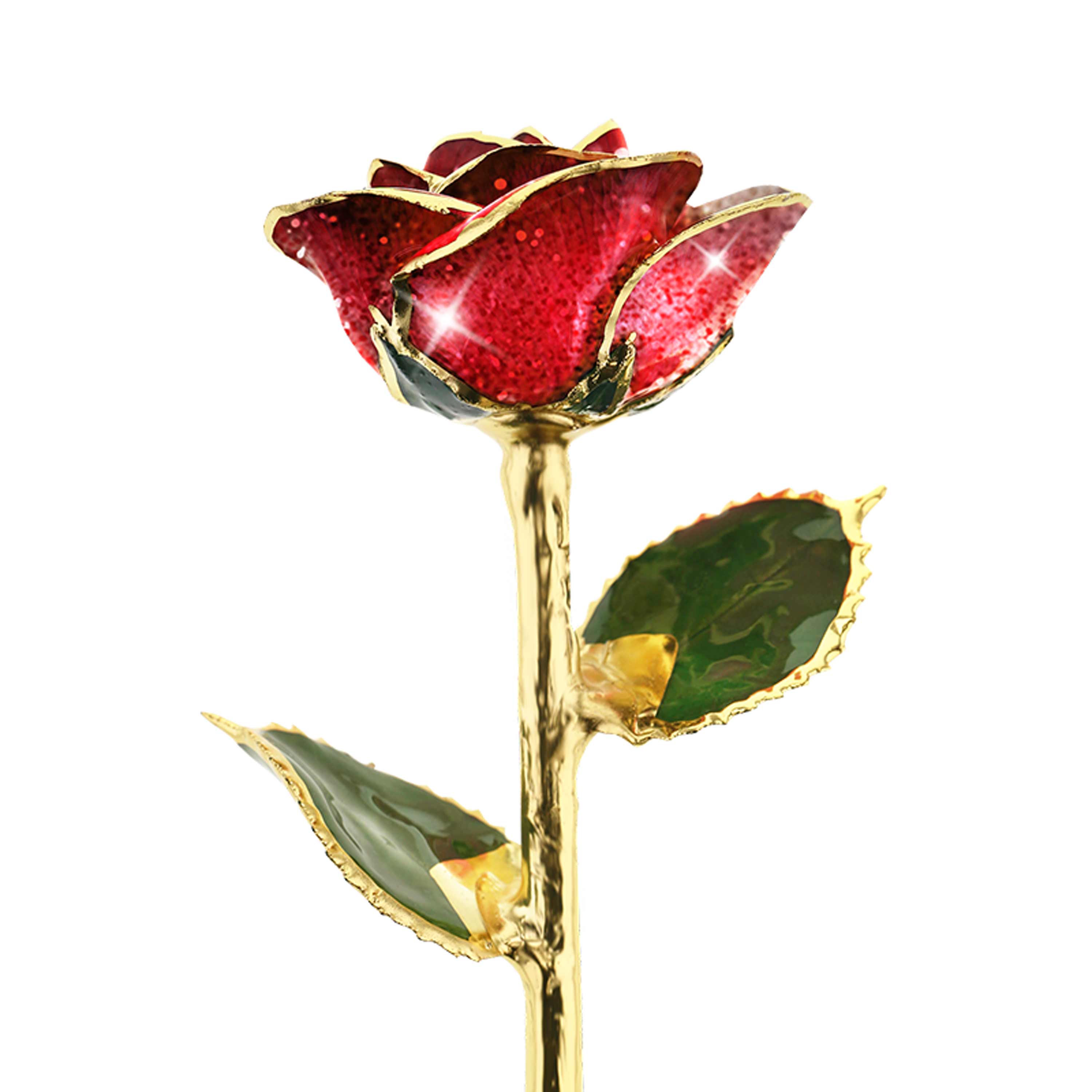 Ruby Red 24kt Gold Dipped Rose – Steven Singer Jewelers