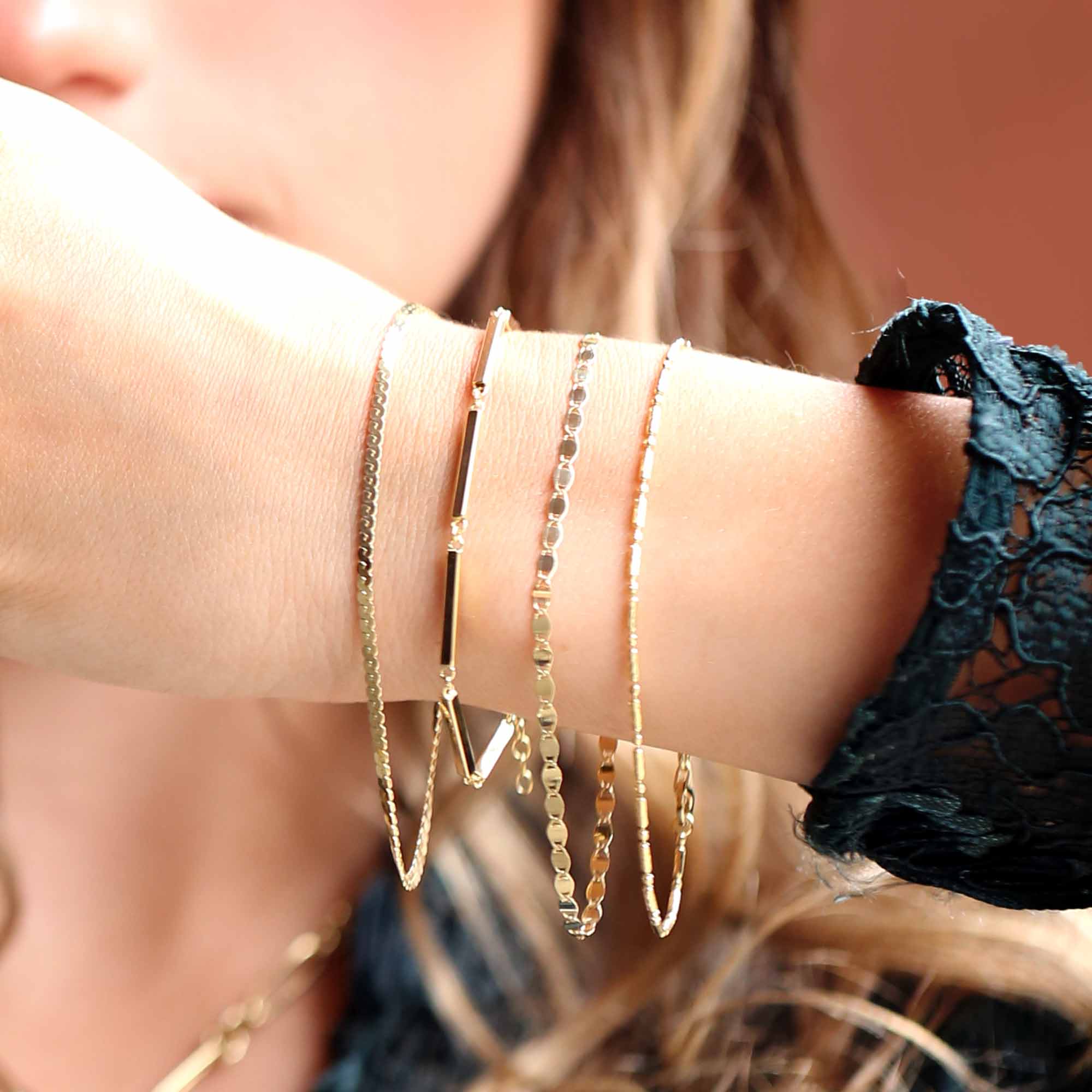 Poppy Gold Bead and Bar Bracelet