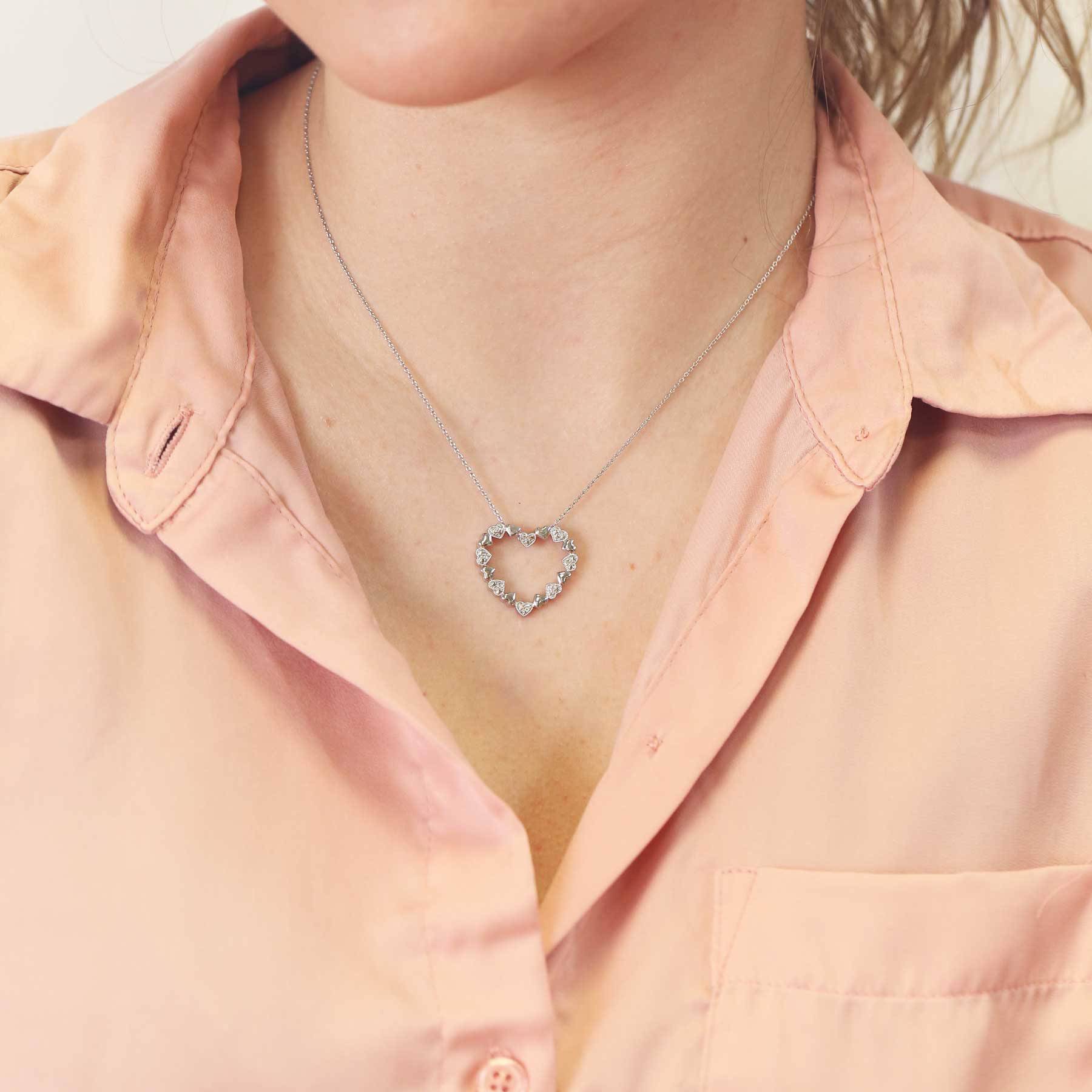 Silver Smitten Diamond Heart Necklace