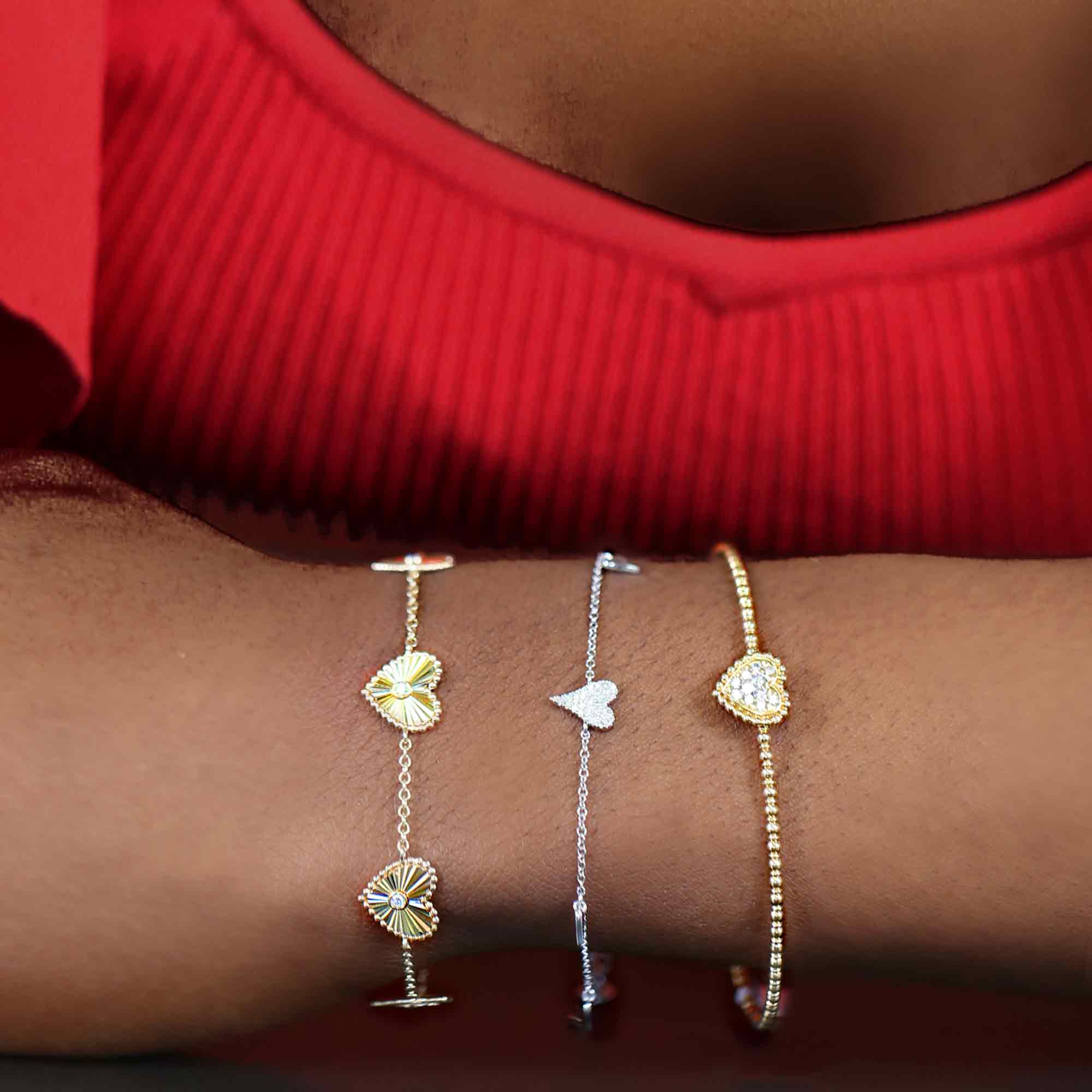 アクセサリー FIVE THIRTY PARK Crystal ID Bracelet S Frilled Heart Diamond Bracelet – Steven Singer Jewelers
