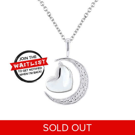 Petite Silver Moon and Back Diamond Necklace