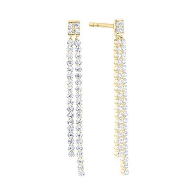 Crescent Falls Double Drop Diamond Earrings