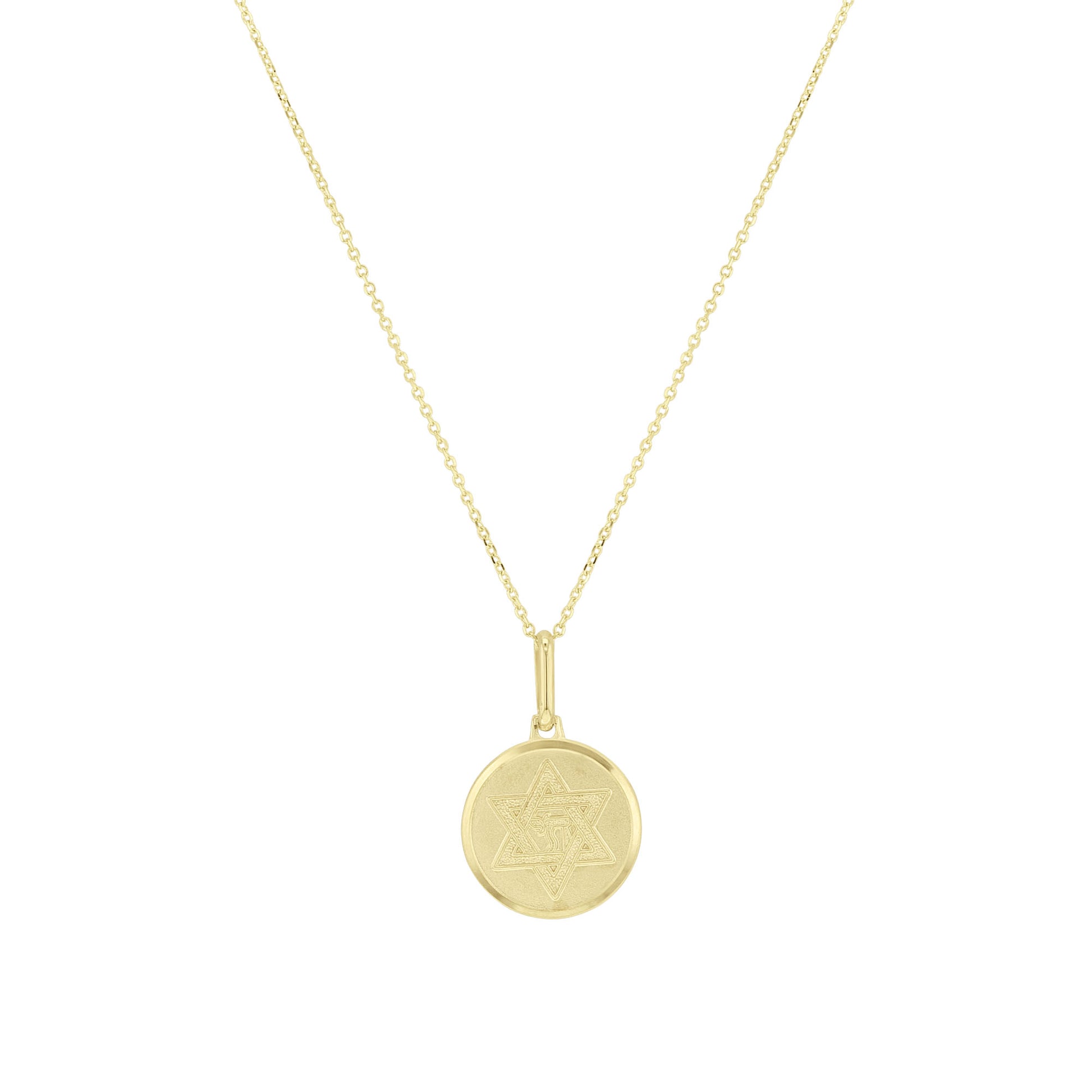 Star of David Gold Disc Necklace