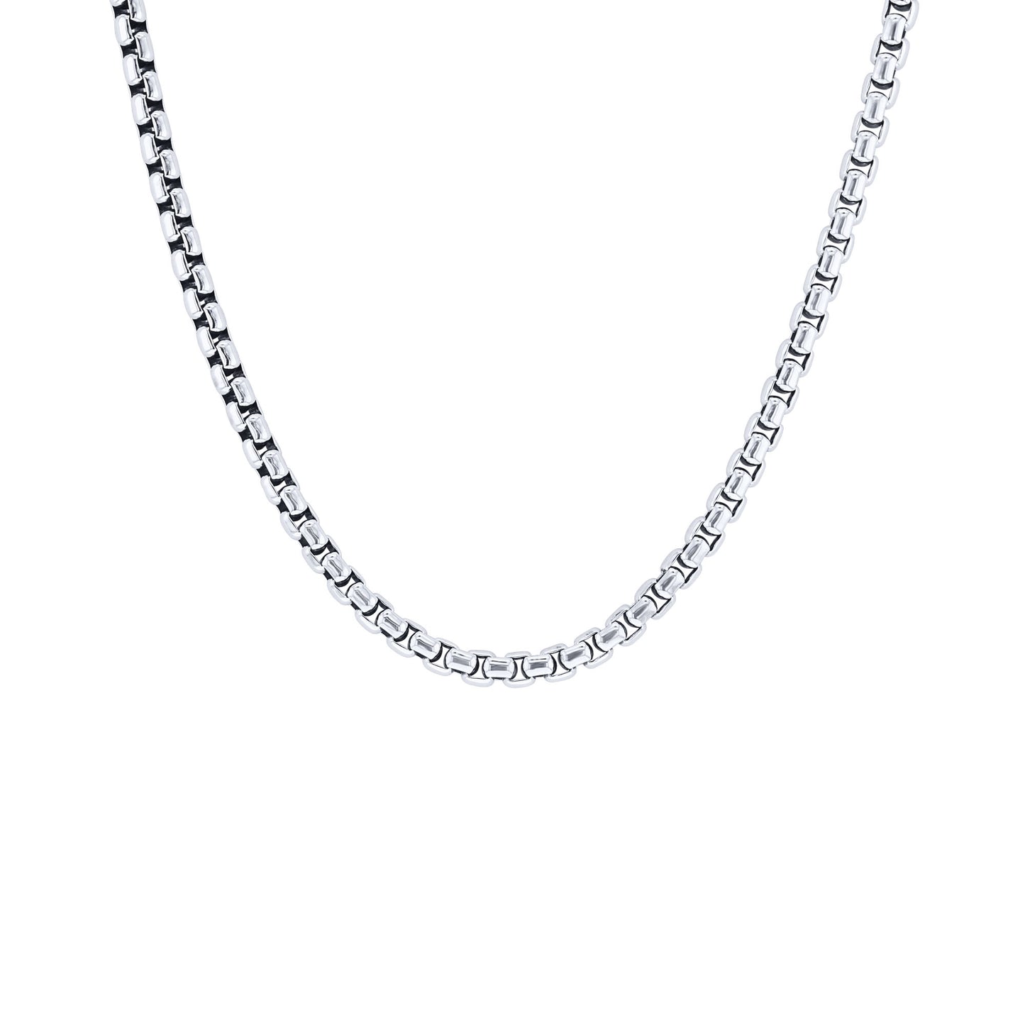 Silver Cactus Box Chain Necklace 3.7MM