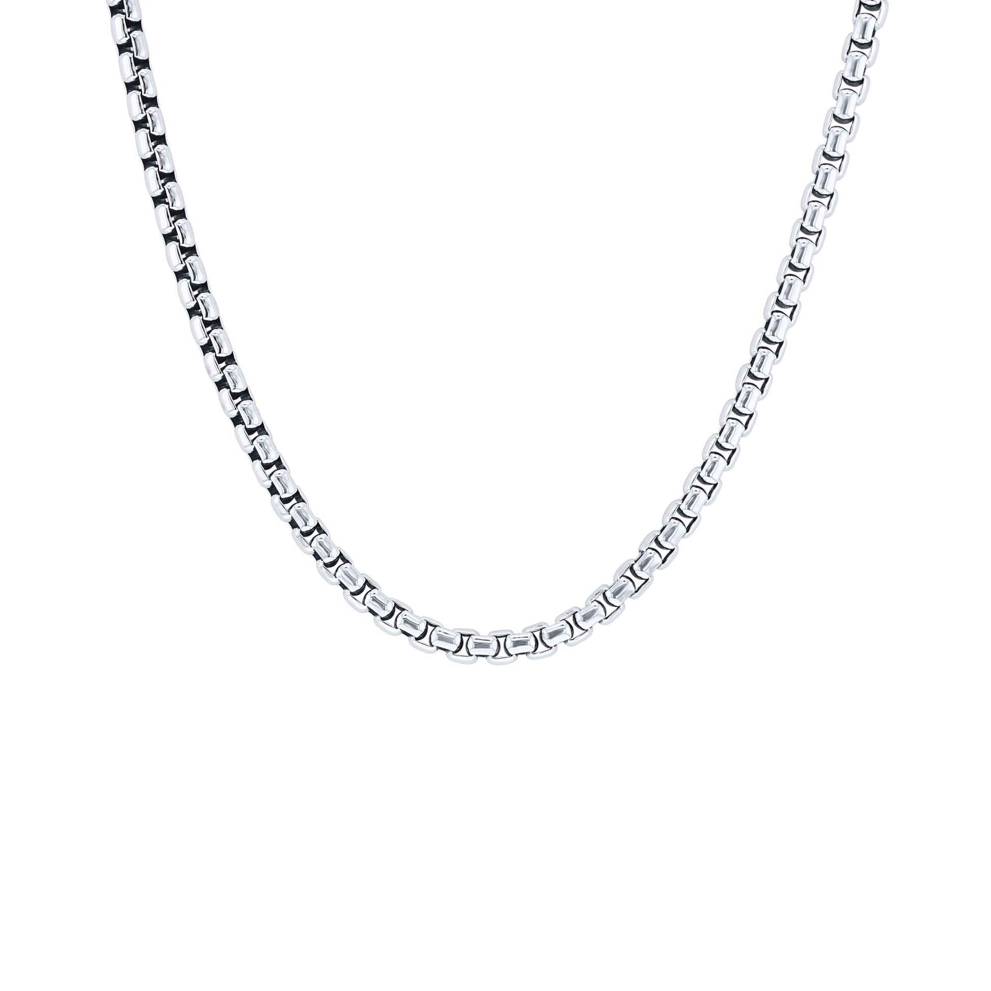 Silver Cactus Box Chain Necklace 3.7MM