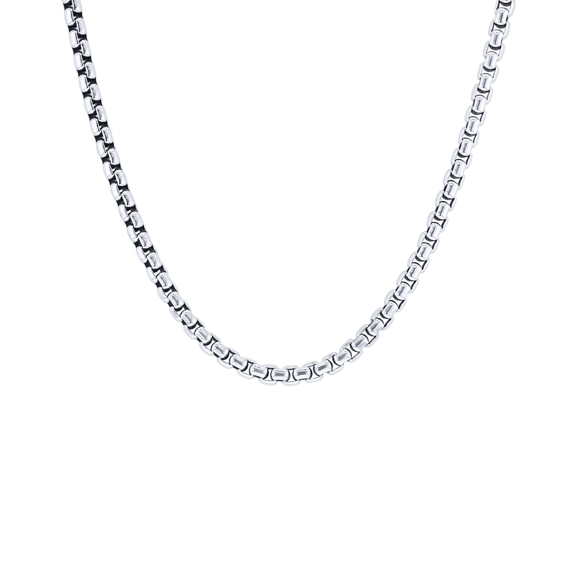 Silver Cactus Box Chain Necklace 3.7MM