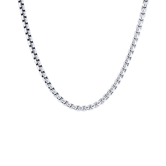 Silver Cactus Box Chain Necklace 3.7MM