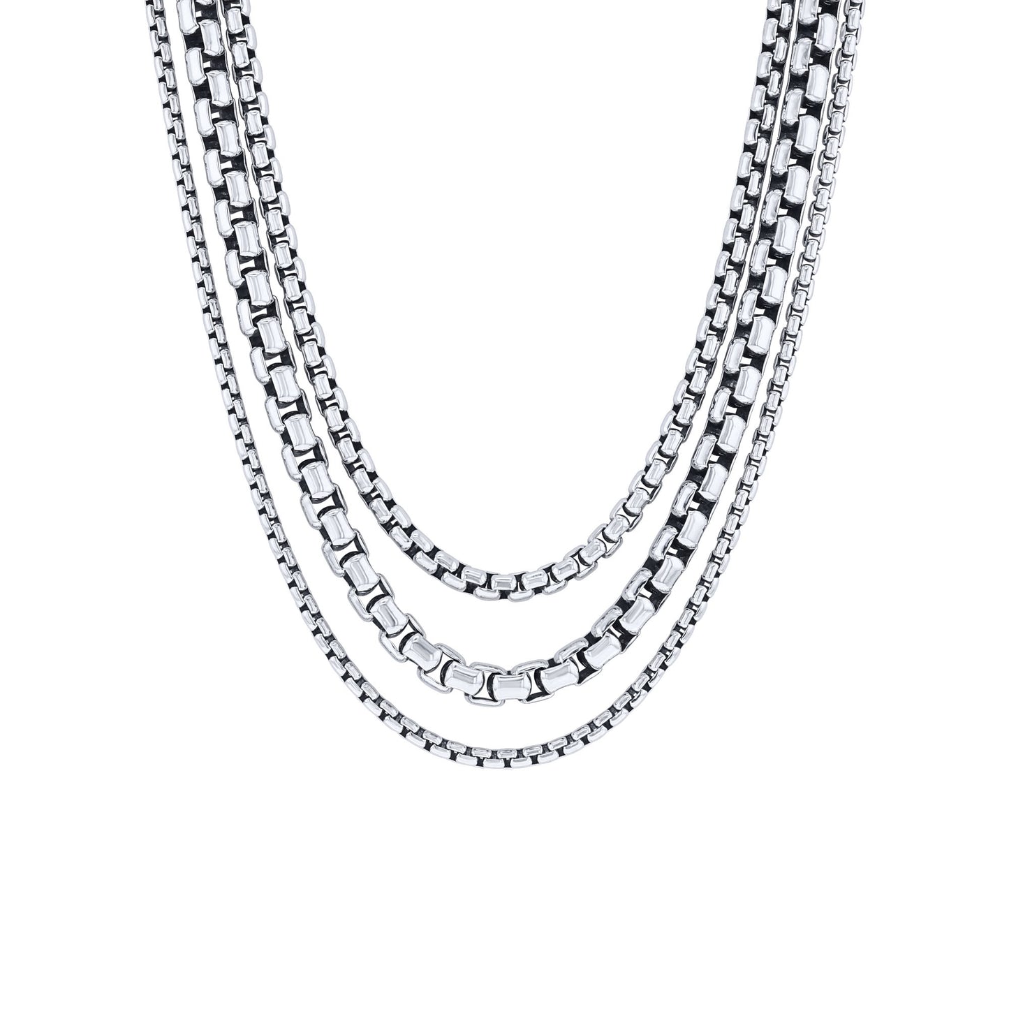 Silver Kerri Triple Box Chain Necklace