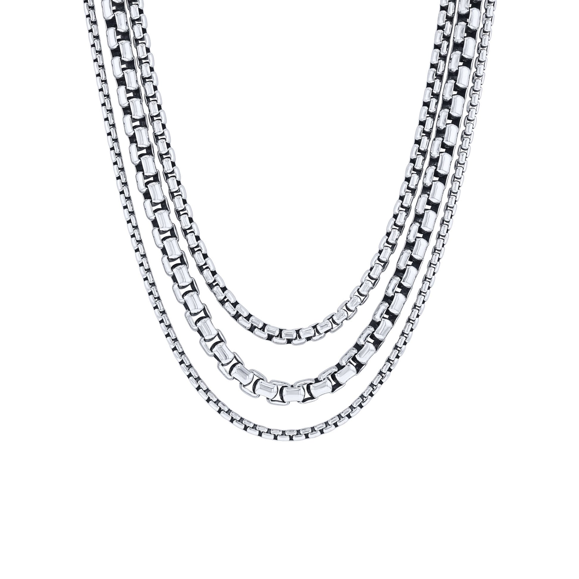 Silver Kerri Triple Box Chain Necklace